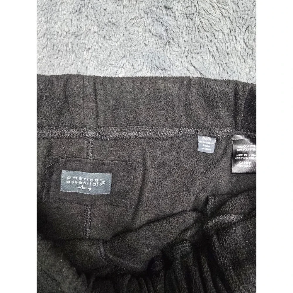 American Essentials Luxury Men Black Fleece Lounge Pants Drawstring Wide Leg M